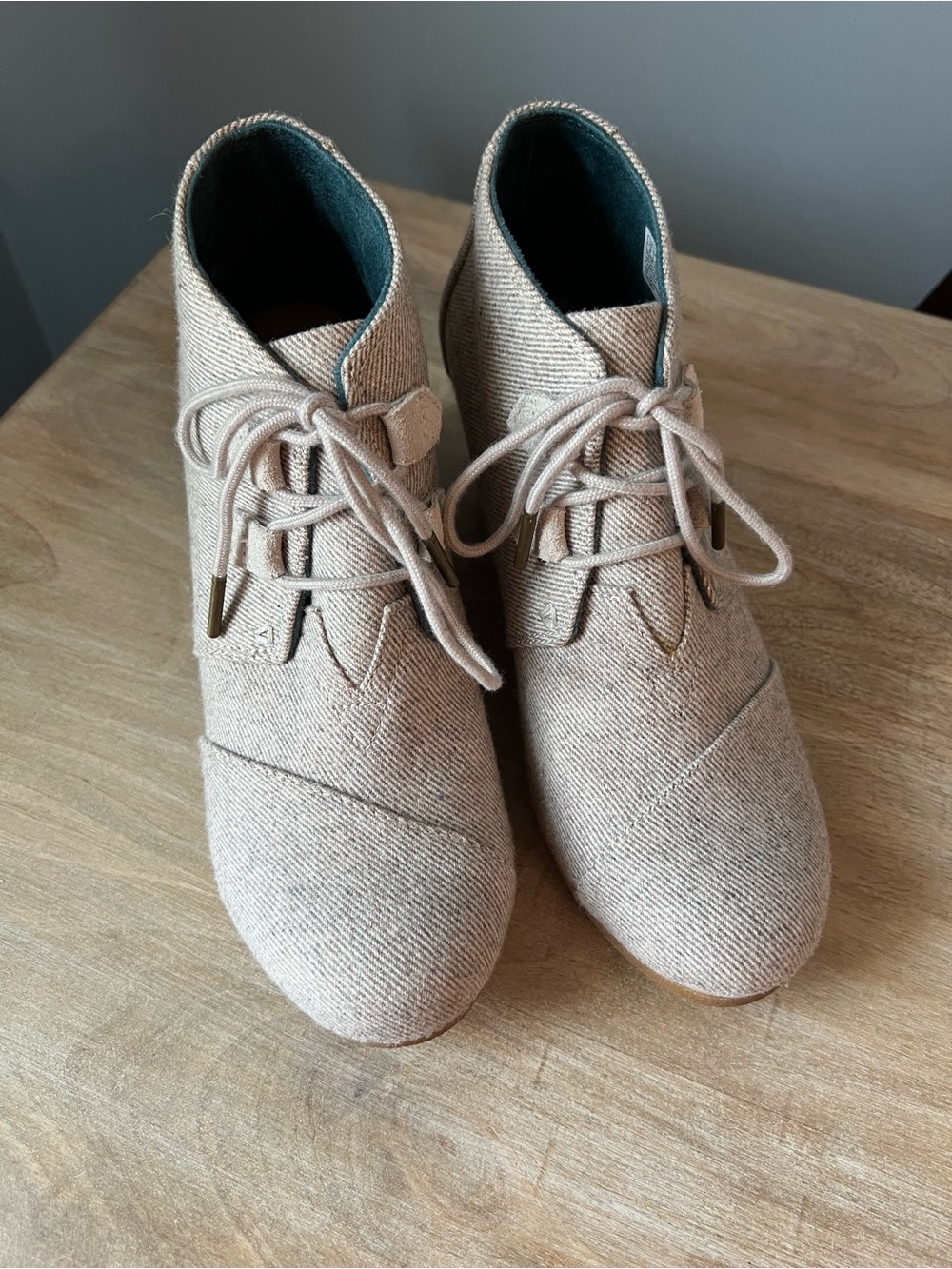 Toms Women's Lace-Up Ankle Booties in Light Taupe